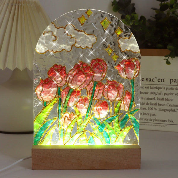 DIY Painting Night Light Set Water Wave Transparent Acrylic Drawing Board Lamp - photomoonlampau