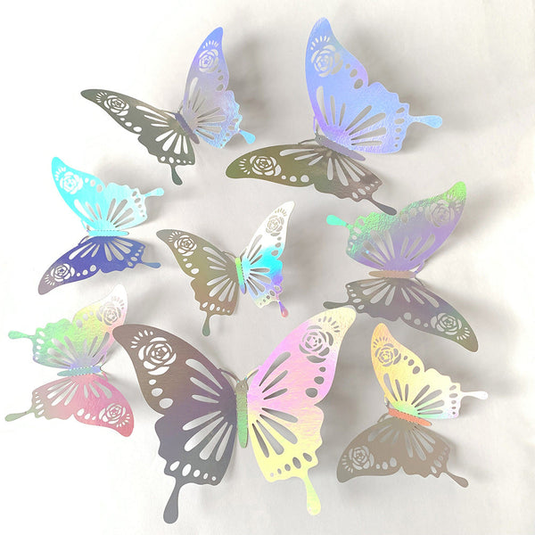 36Pcs Laser Butterfly Stickers Pack 8-12cm