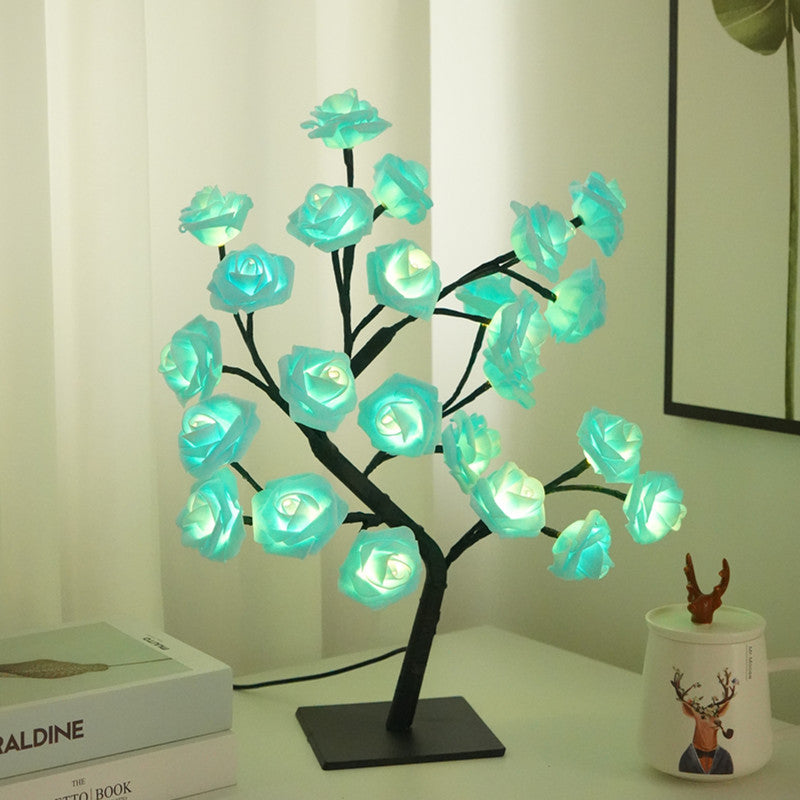 LED Simulation Flower Rose Tree Light Decorative Night Light Anniversary Gift for Lover - Colorful