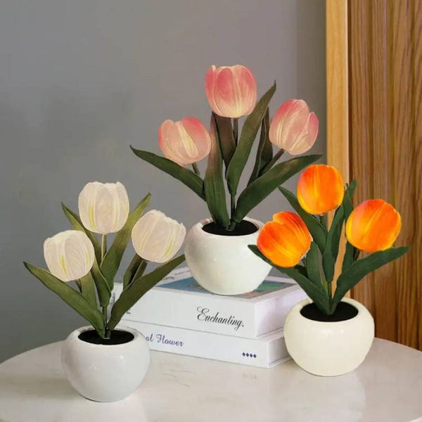 Tulip Flower Lamp Cute Flowers Night Light Home Decor Gifts for Mom - photomoonlampau