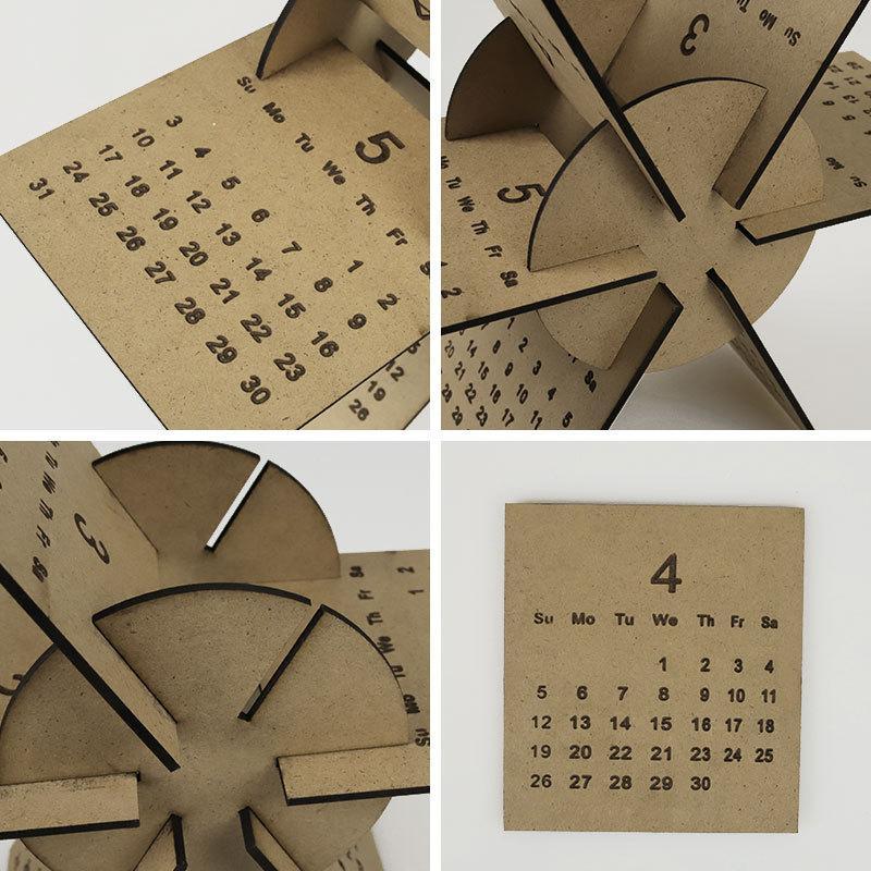 Wooden Polyhedral Calendar 2022 Dice Windmill Unique Gift