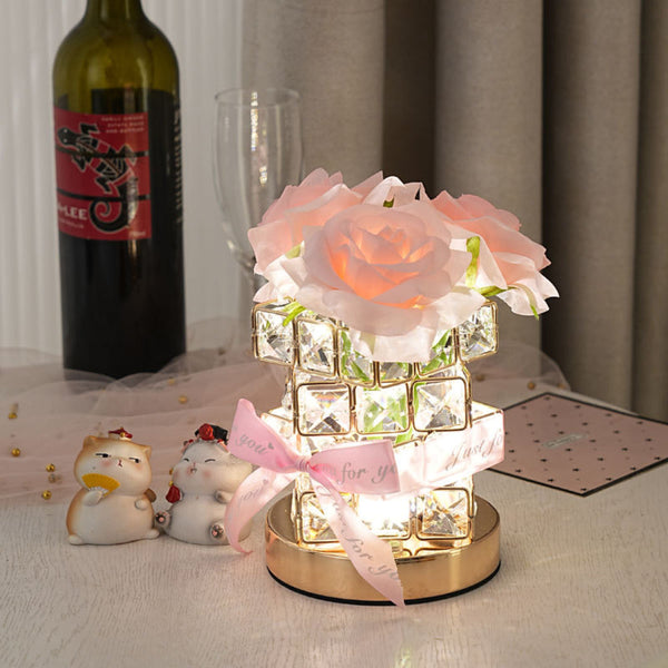 Romantic Rose Night Light Cube Flower Lamp Gifts for Lover - photomoonlampau
