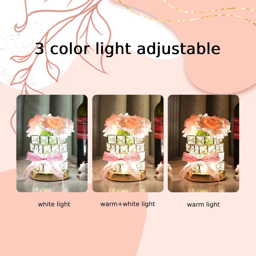 Romantic Rose Night Light Cube Flower Lamp Gifts for Lover