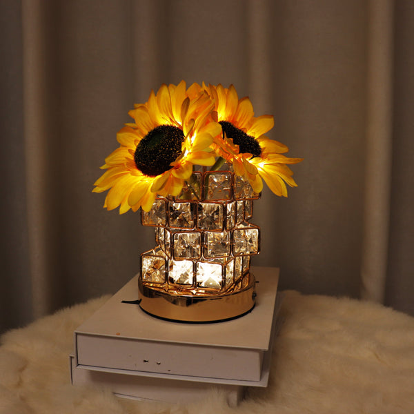 Romantic Sunflower Night Light Cube Flower Lamp Home Decor Gifts - photomoonlampau