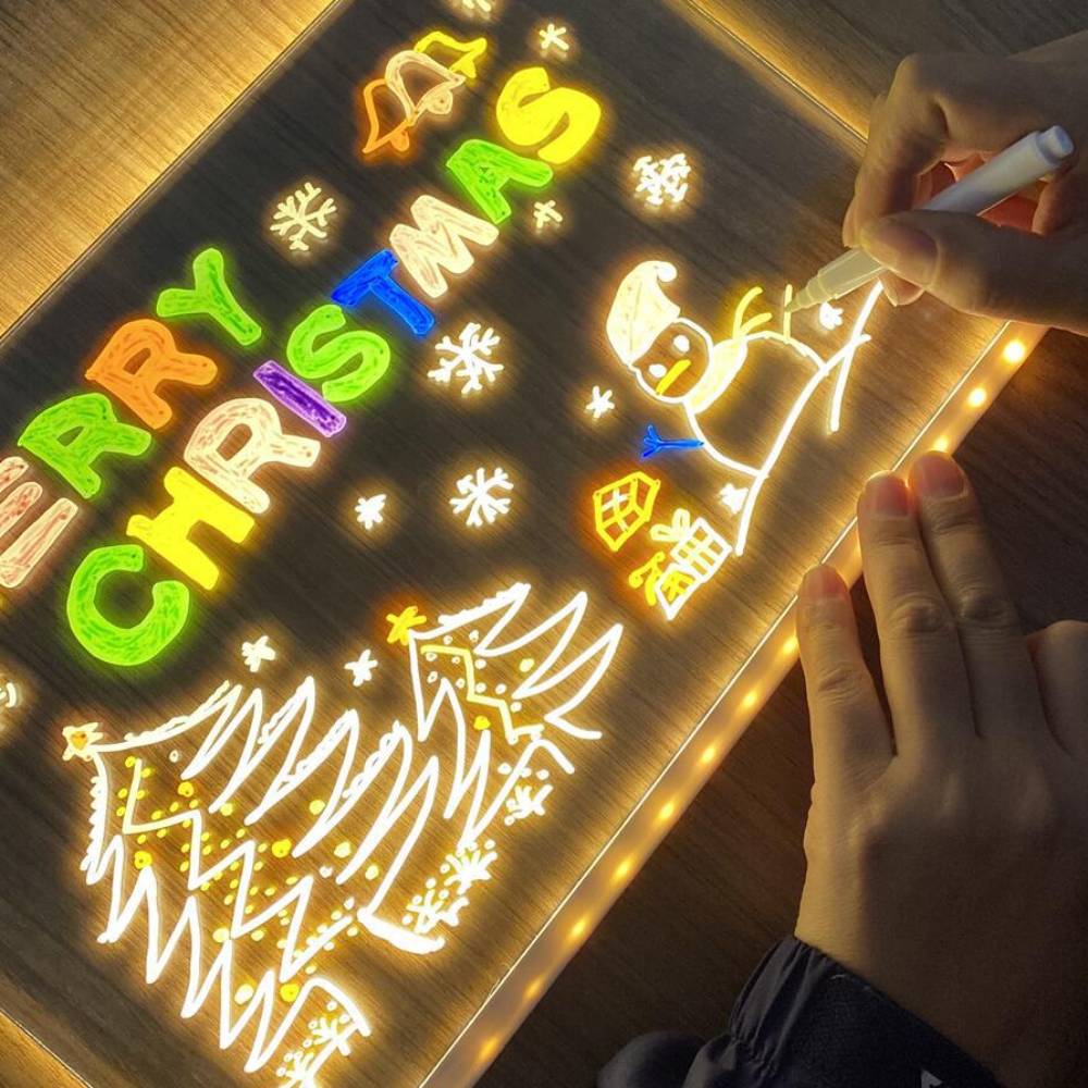 LED Note Board with Colors Glowing Acrylic Message Marker Board with Light Unique Gift for Kids