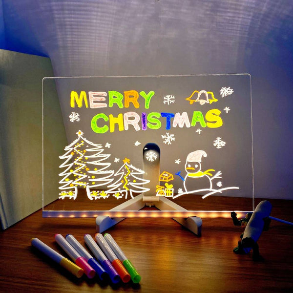 LED Note Board with Colors Glowing Acrylic Message Marker Board with Light Unique Gift for Kids - photomoonlampau