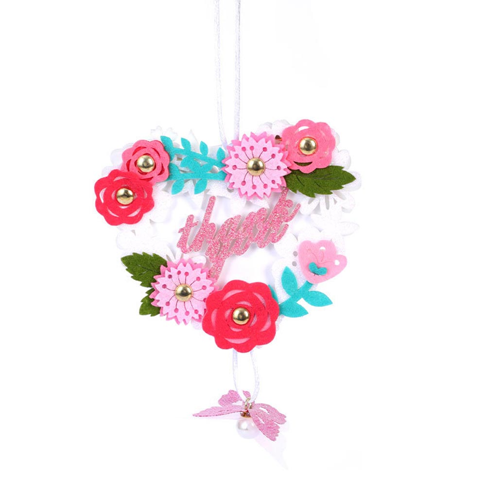 Mother's Day Gifts DIY Card Pink Flower Heart Dangle Car Decor Thank You Non-woven Fabrics
