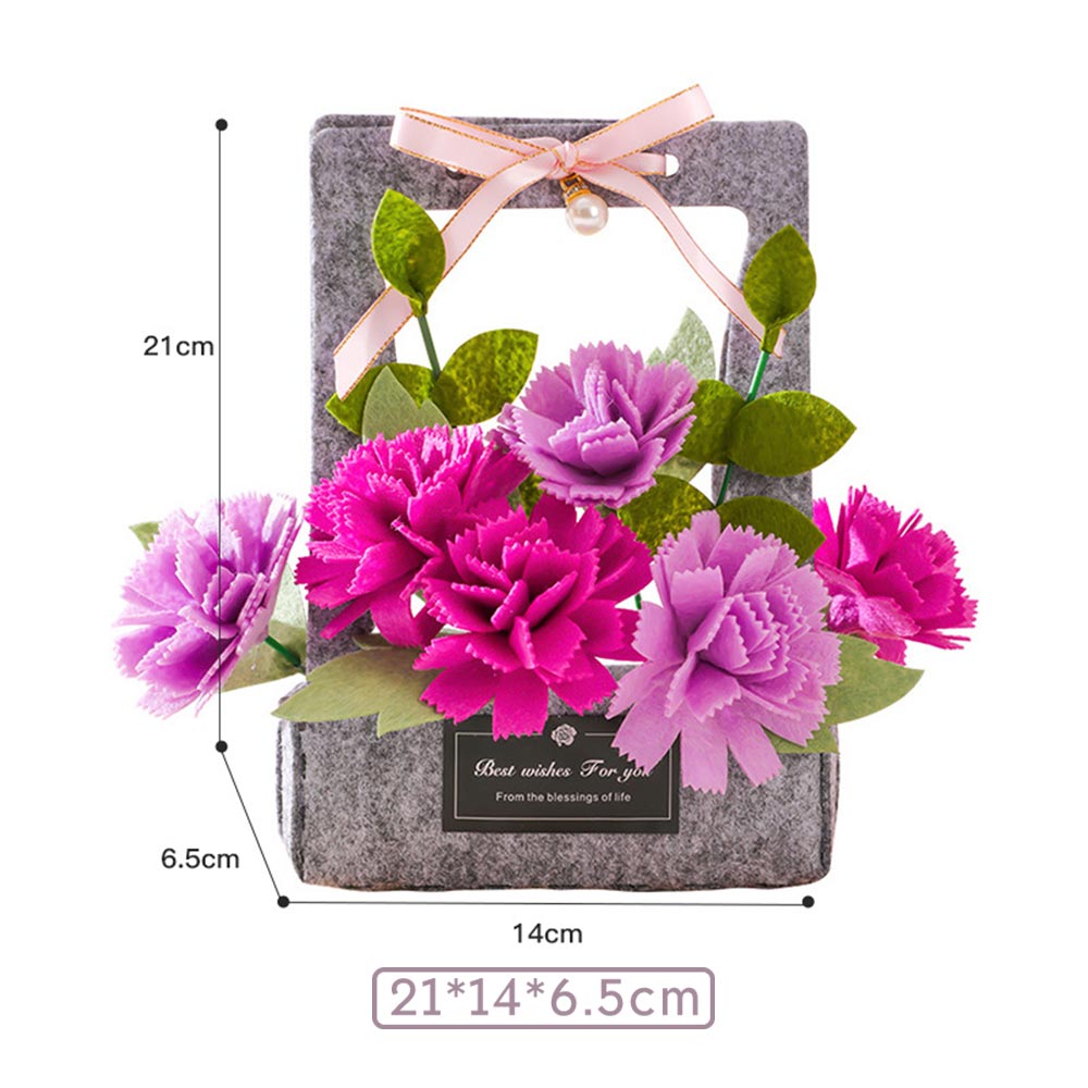 Mother's Day Gifts DIY Card Purple Carnation Flower Basket Non-woven Fabrics
