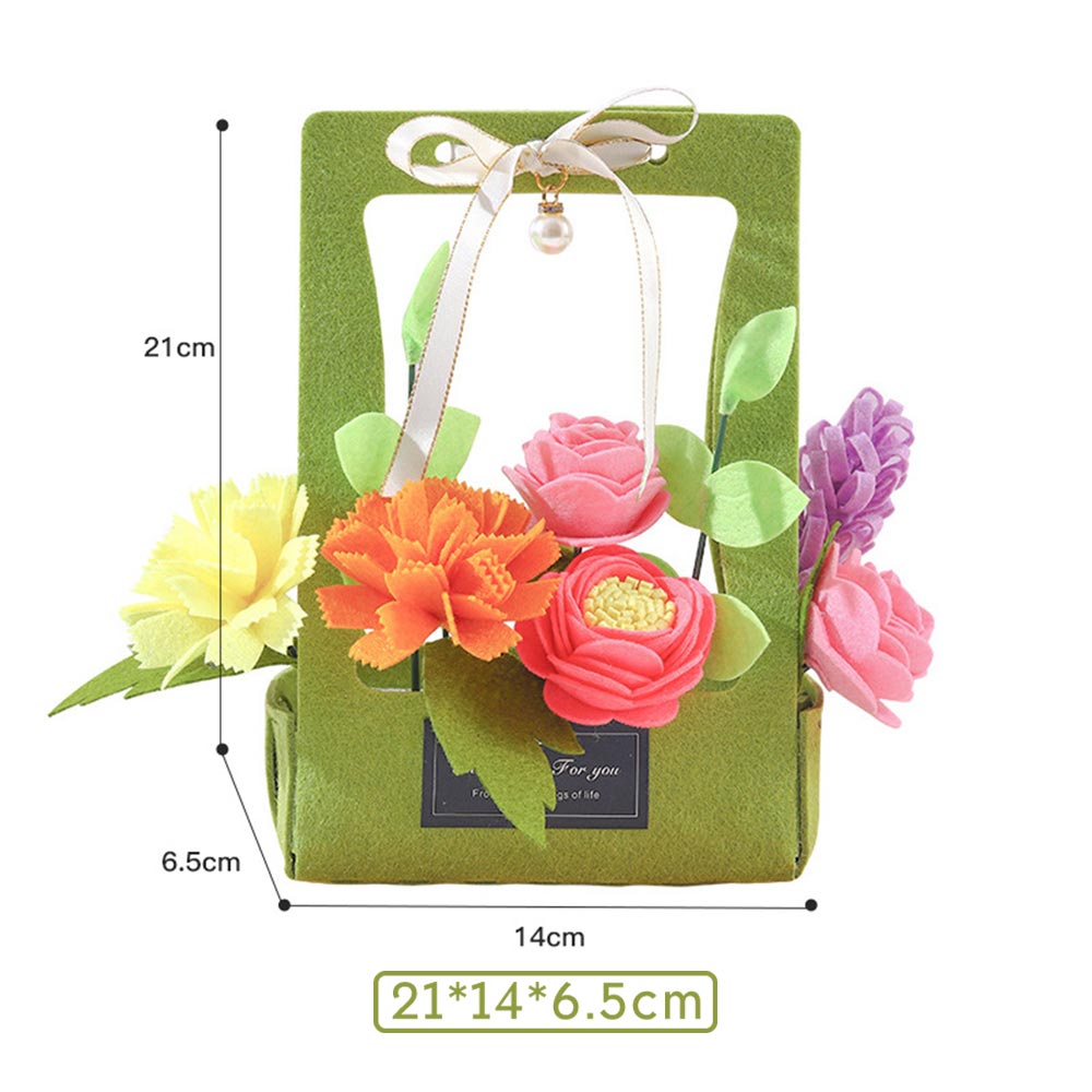 Mother's Day DIY 3D Card Gifts Pearl Roses Green Flower Basket Non-woven Fabrics