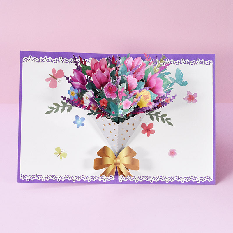 Mother's Day Greeting Card Creative Three-dimensional Magnolia Bouquet Gifts