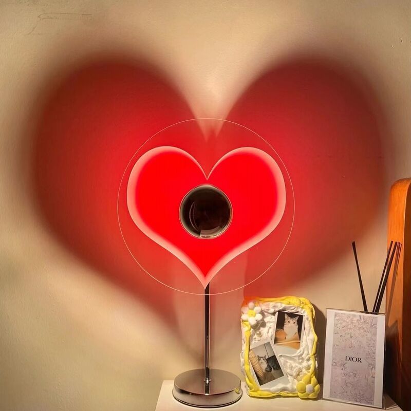 Heart Sunset Lamp Projector Red Heart Sunset Ambient Sunset Desk Lamp Decor For Bedroom