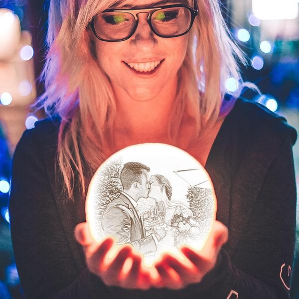 Custom 3D Printing Photo Moon Light With Your Text -Touch Two/Three Colors(10-20cm)