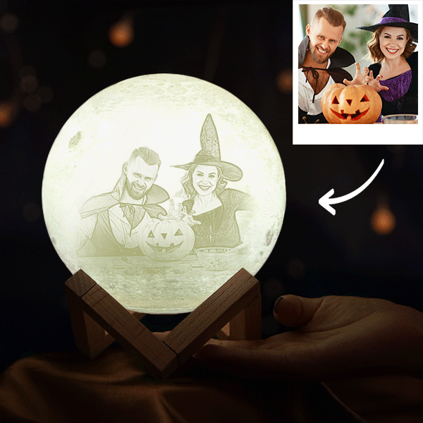 Custom 3D Printing Photo Moon Light With Your Text Halloween Decoration