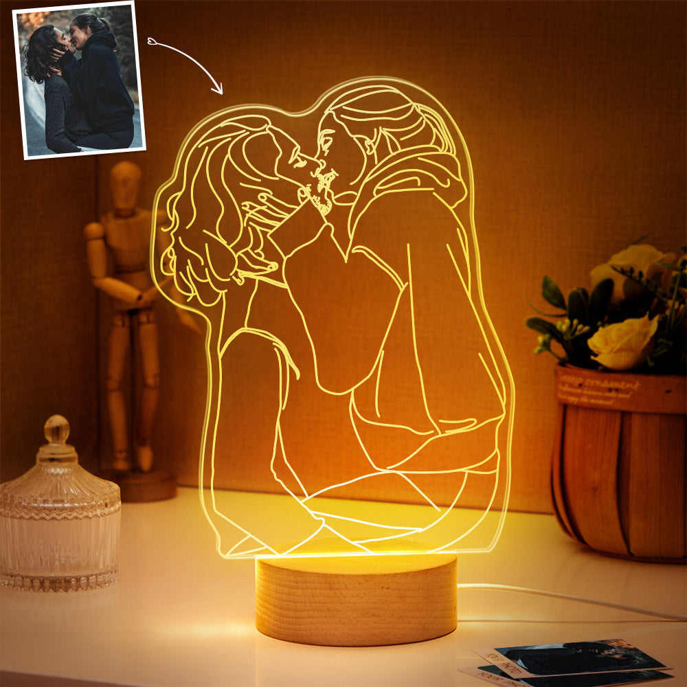 Gift for Friends Personalised 3D Photo LED Light Home Decoration Lamp With Engraved Portrait Best Gifts Night Light