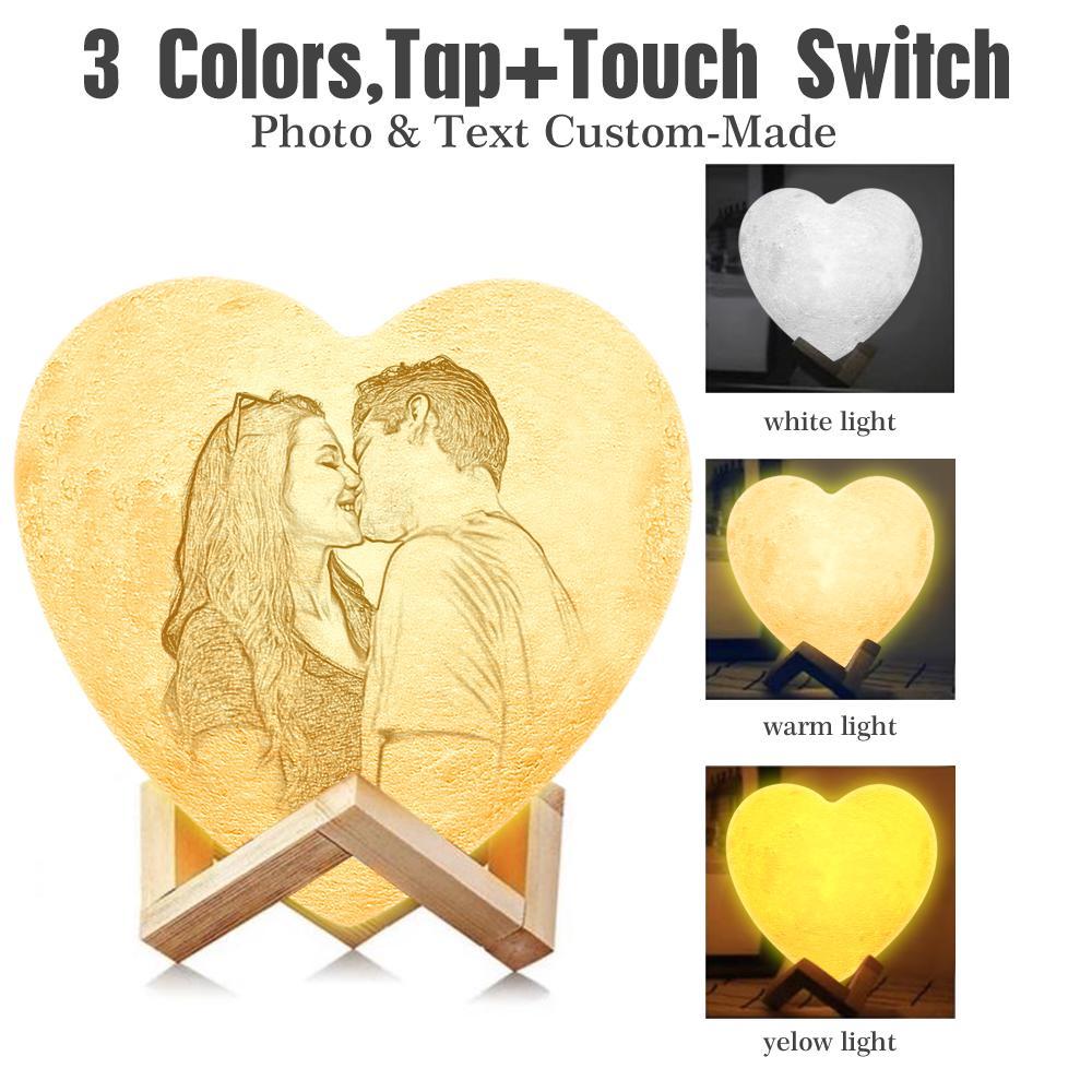 Custom 3D Printing Photo & Engraved Heart Lamp - FOR PET - Touch 3 Colors(10cm/15cm)