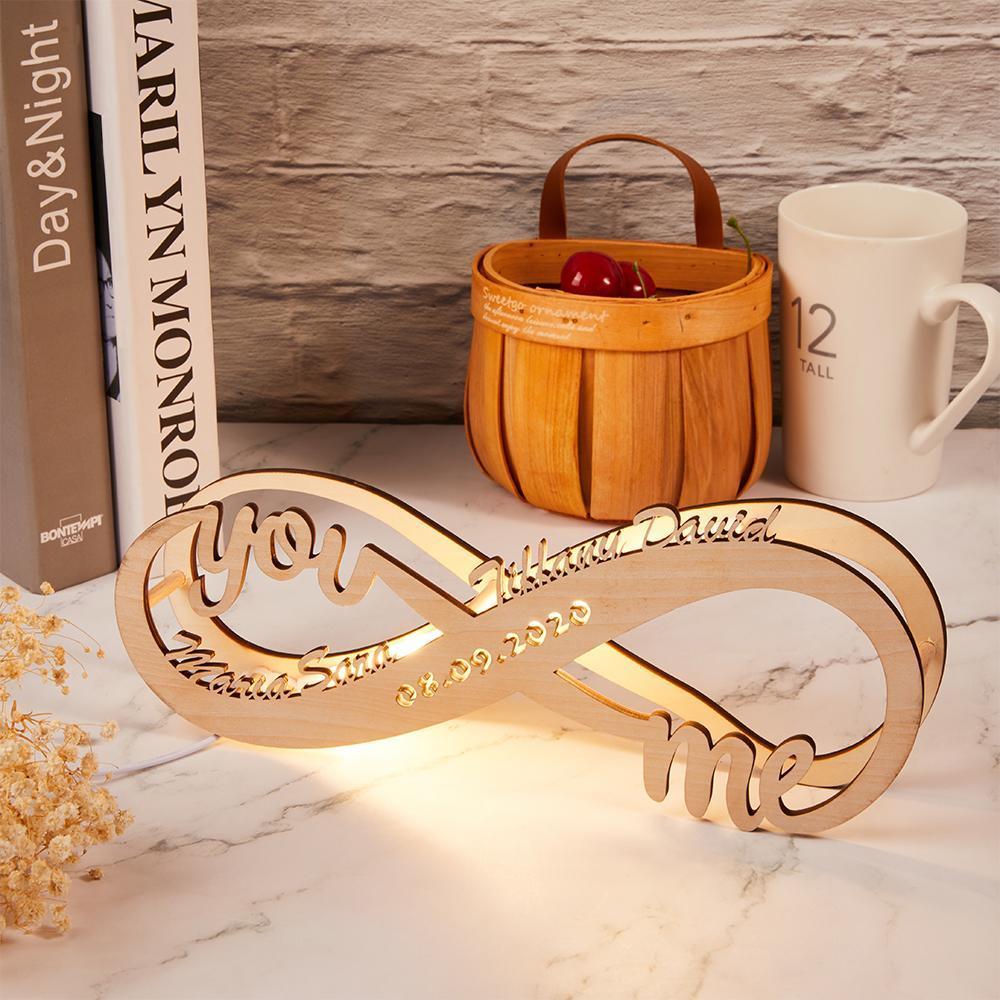 Personalised Name Sign Light Engraved Wooden Table Nightlight Christmas Gift for Her