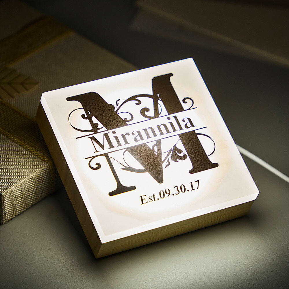Custom Letter Night Light Monogrammed Box Gifts for Her