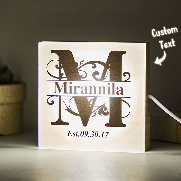 Custom Letter Night Light Monogrammed Box Gifts for Her - photomoonlampau