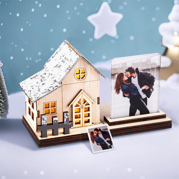 Custom Photo Mini Lighted House Personalized Wooden Night Light Decor For Christmas Day - photomoonlampau