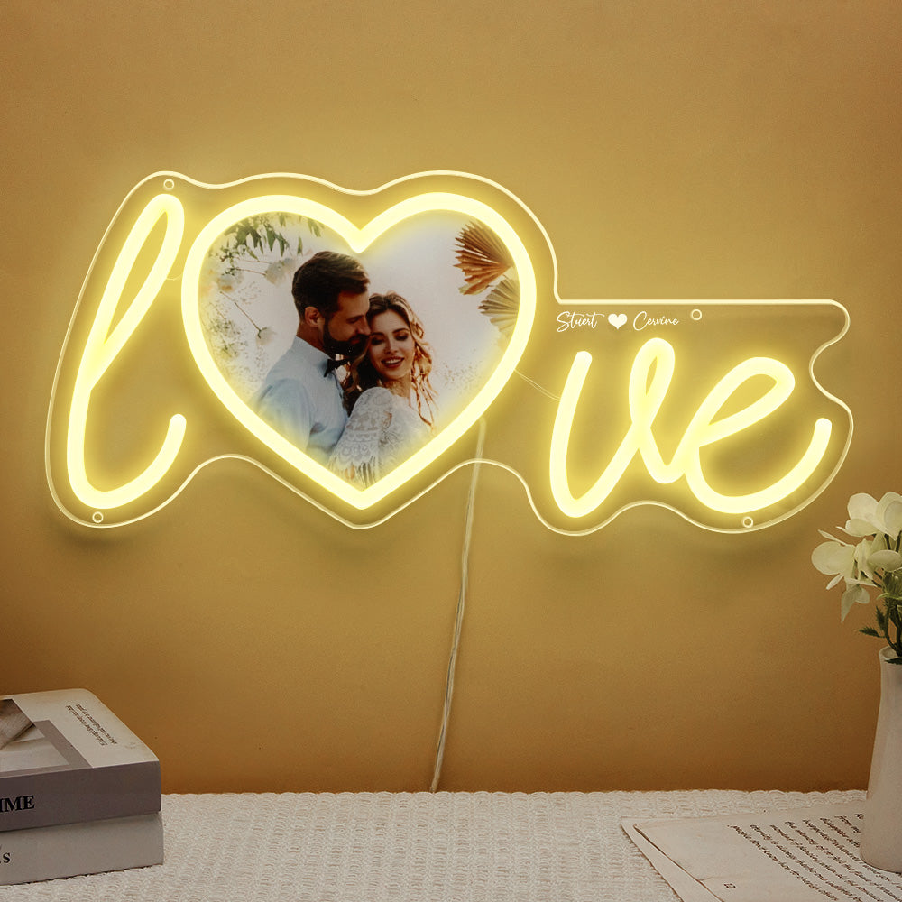 Custom Photo and Name Love Heart Neon Lamp