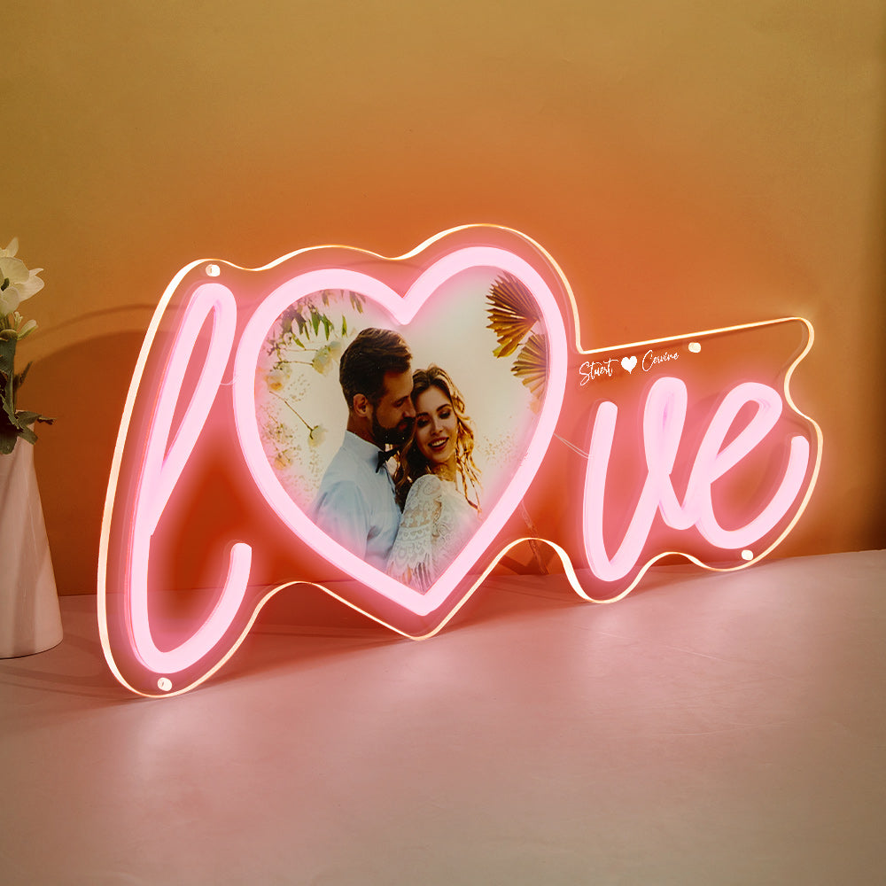 Custom Photo and Name Love Heart Neon Lamp