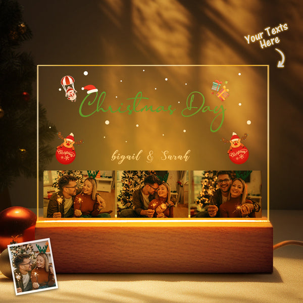 Christmas Day Personalized Photo Night Light Custom Name Couple Gifts - photomoonlampau
