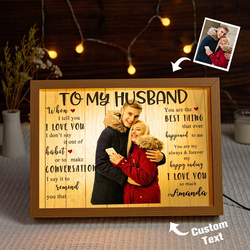 Custom Photo Lamp TO MY HUSBAND Personalized Text Light Christmas Gift