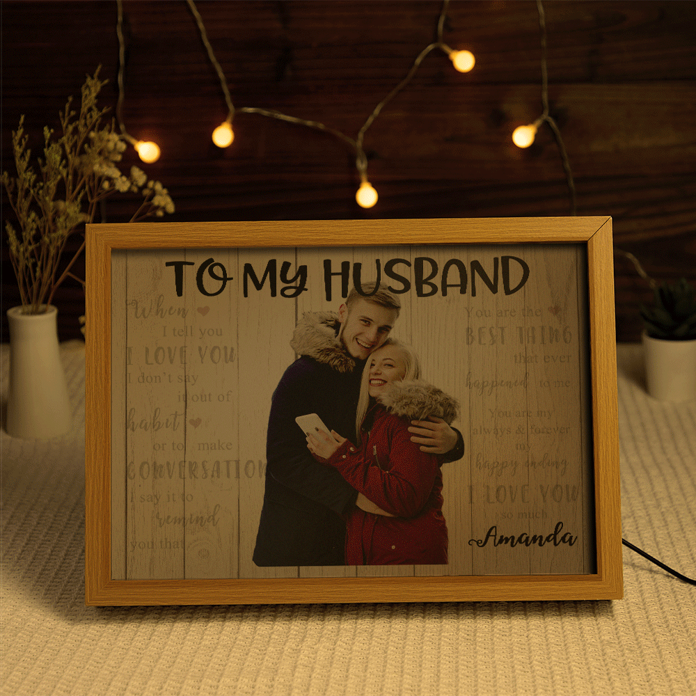 Custom Photo Lamp TO MY HUSBAND Personalized Text Light Christmas Gift