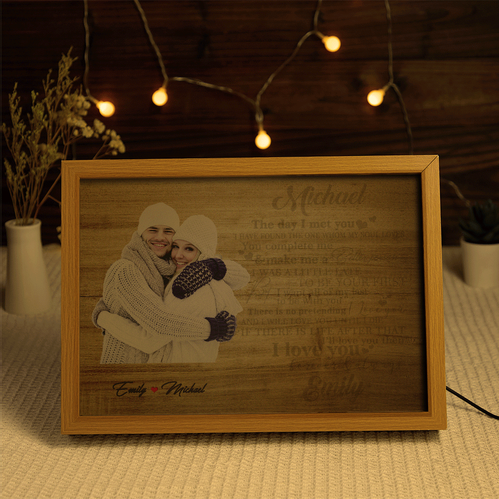 Custom Photo Lamp Personalized Text Light Christmas Gift for Couple
