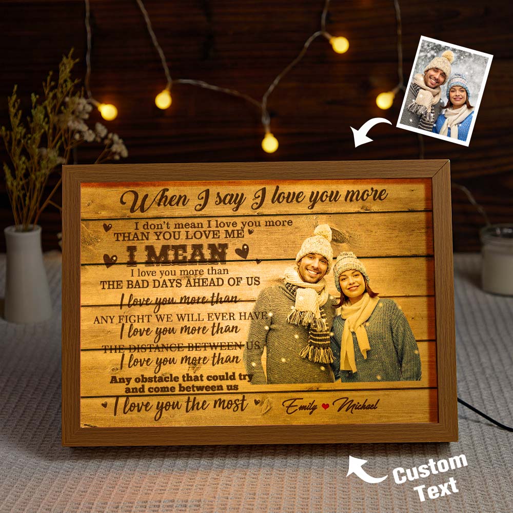 Custom Photo Lamp Love You the Most Personalized Text Light Christmas Gift