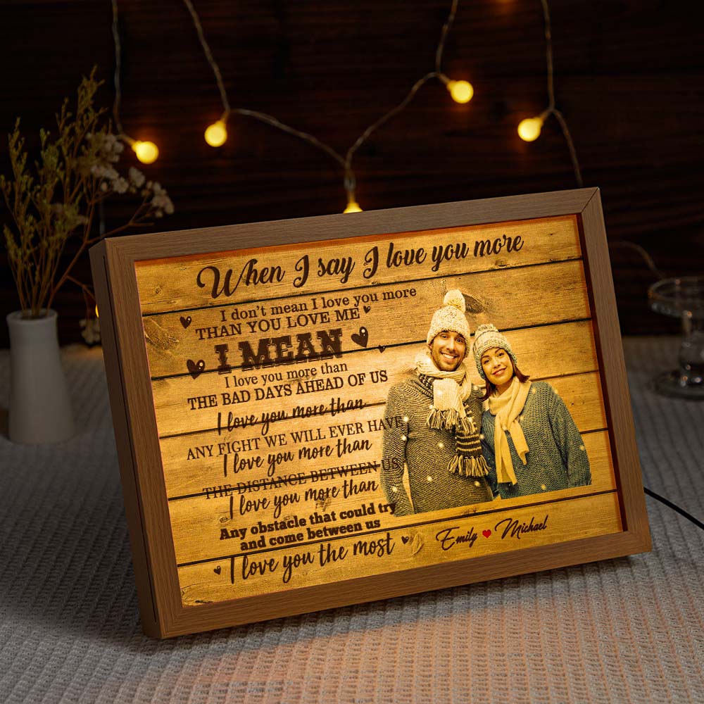 Custom Photo Lamp Love You the Most Personalized Text Light Christmas Gift