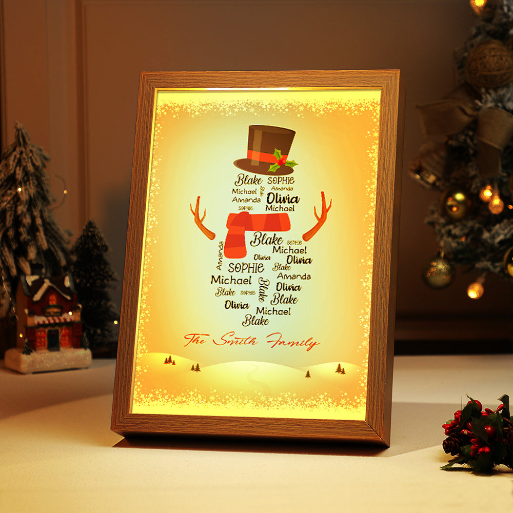 Personalised Family Names Lamp Custom Christmas Snowman Light Christmas Gift