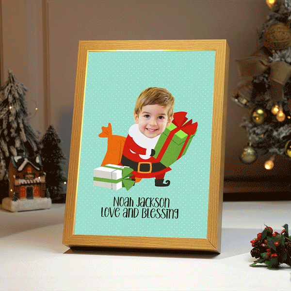 Personalised Baby's First Christmas Photo Lamp Custom Photo Light Christmas Gift - photomoonlampau