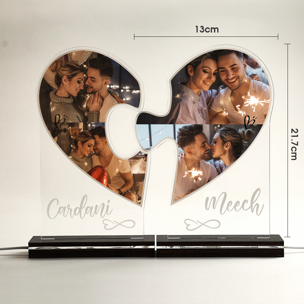 Personalised Photo Heart Puzzle Night Light Custom Pictures Lamp For Living Room