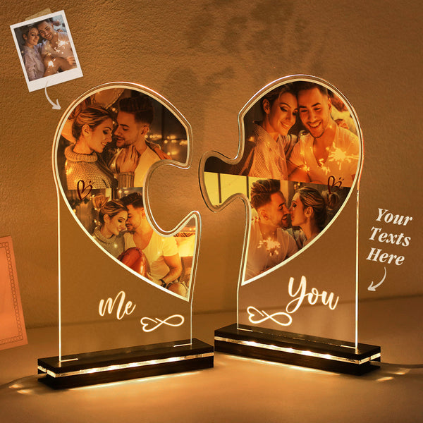 Personalised Photo Heart Puzzle Night Light Custom Pictures Lamp For Living Room - photomoonlampau