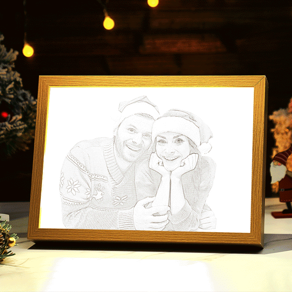 Personalized Photo LED Light Art Frame Custom Home Decorative Gift for Couples Christmas Gift - photomoonlampau