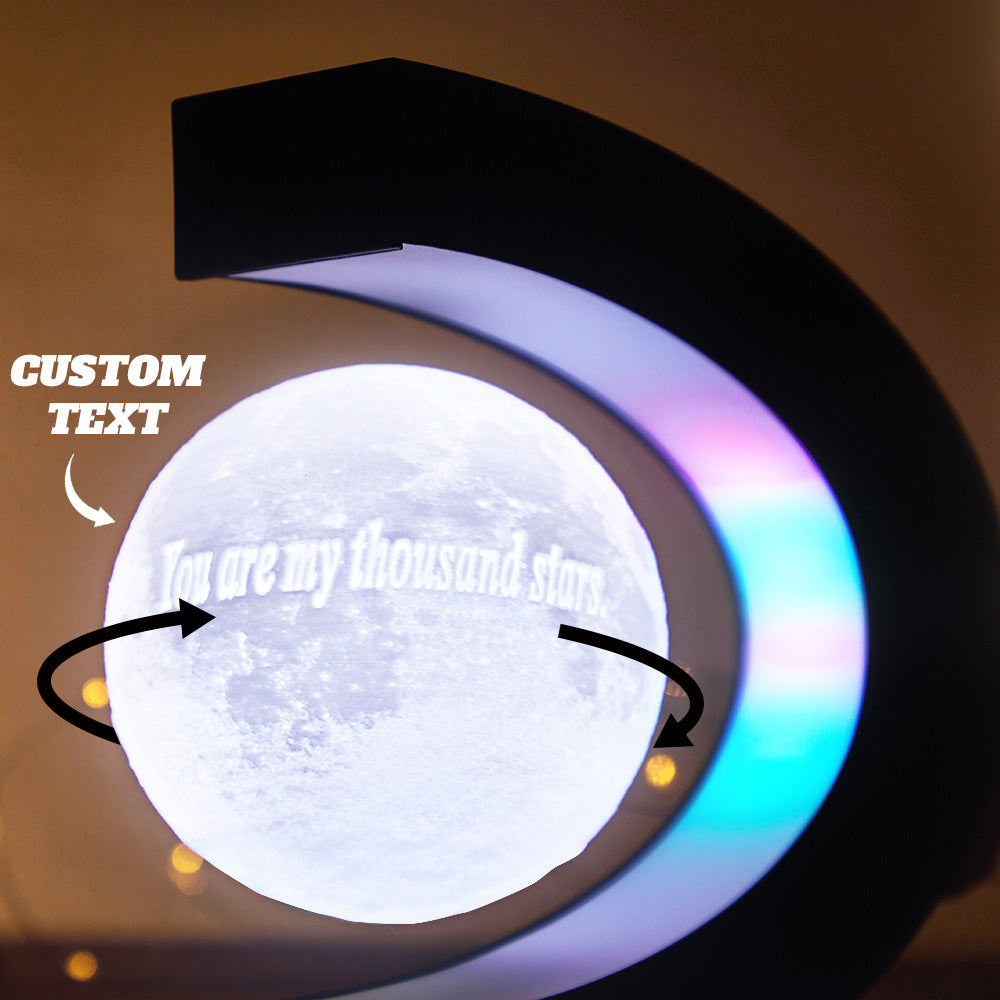 Custom Photo Magnetic Moon Lamp 3D Rotating Light Gift For Men