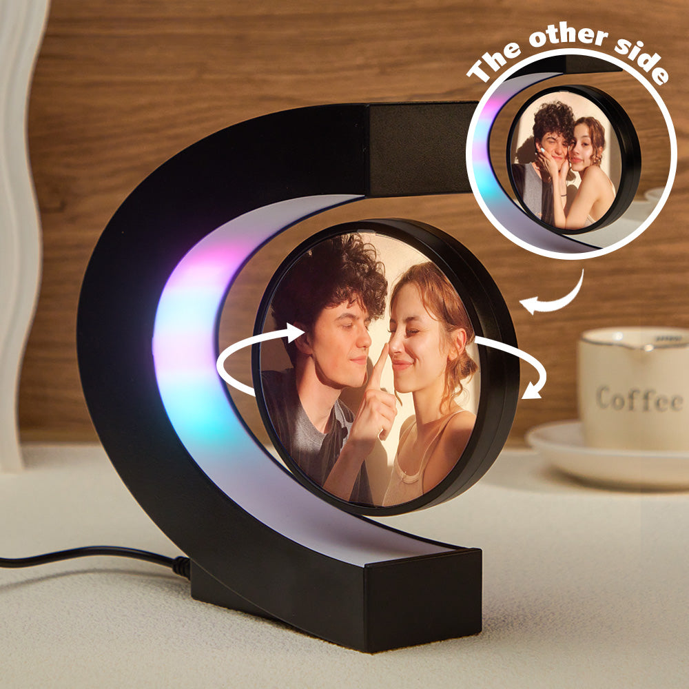 Custom Photo Magnetic Lamp Rotating Picture C-shaped Frame Memorial Gift For Men
