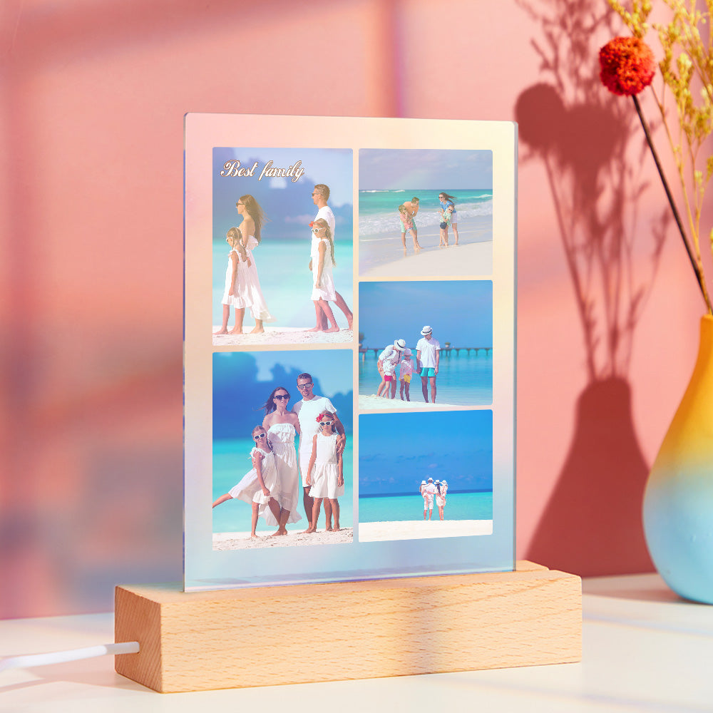 Custom Multi Photo Transparent Gradient Color Night Light Personalised Collage Photo Lamp Christmas Gift