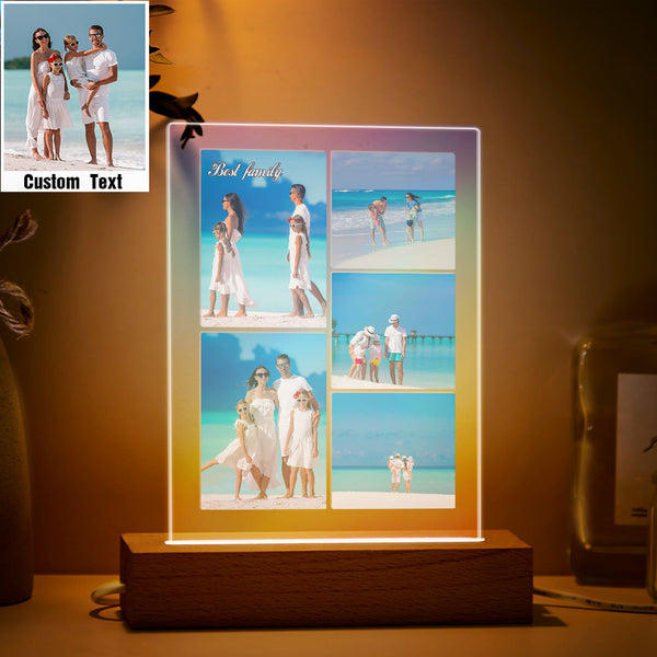 Custom Multi Photo Transparent Gradient Color Night Light Personalised Collage Photo Lamp Christmas Gift - photomoonlampau