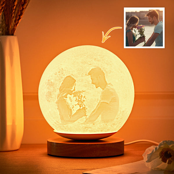 Personalized Photo Moon Table Lamp Colorful 3D Night  Light For Bedroom - photomoonlampau