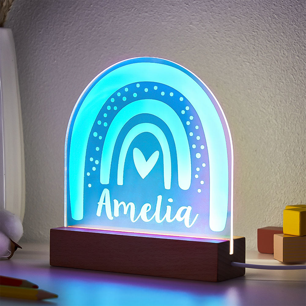 Personalised Engraved Rainbow Shape Colorful Laser Lamp Lovely Transparent Gradient Color Ornaments For Children