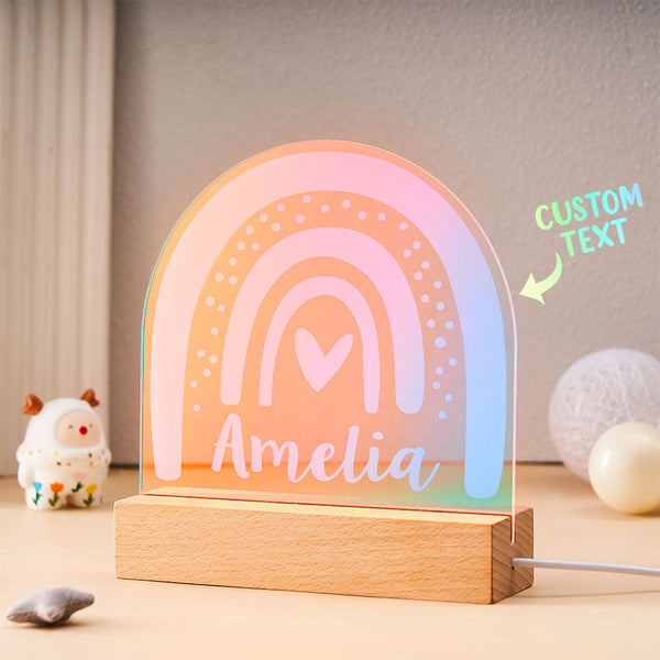 Personalised Engraved Rainbow Shape Colorful Laser Lamp Lovely Transparent Gradient Color Ornaments For Children - photomoonlampau