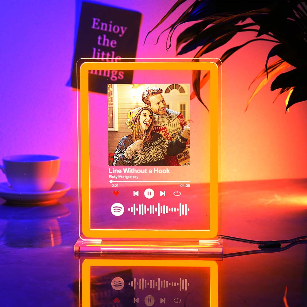Personalised Photo Spotify Music Night Light Scannable Code Neon Sign Lamp For Couples