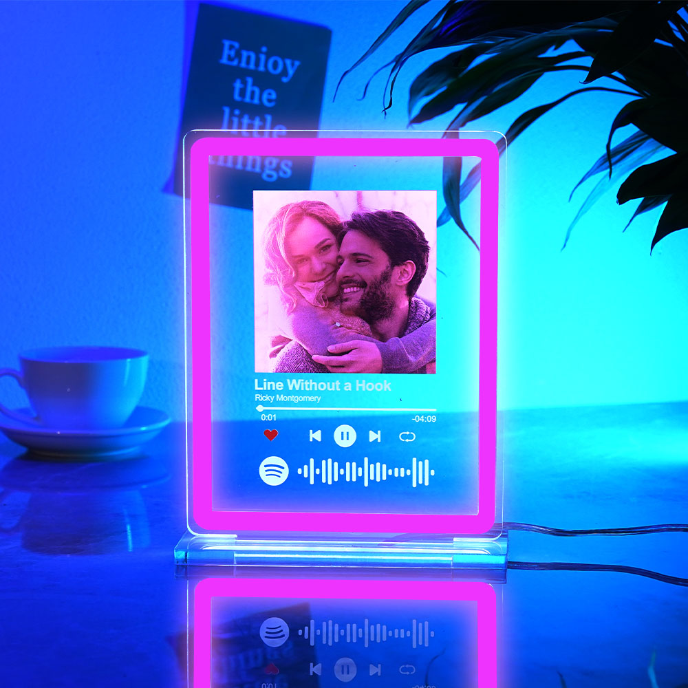Personalised Photo Spotify Music Night Light Scannable Code Neon Sign Lamp For Couples
