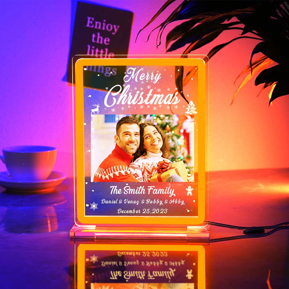 Personalised Photo Night Light With Neon Sign Custom Text Plaque Lamp Christmas Gifts