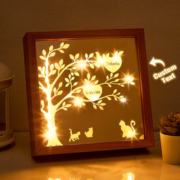 Personalized Name Family Tree Mirror NIght Light Freestanding Home Decor Gifts For Mom - photomoonlampau