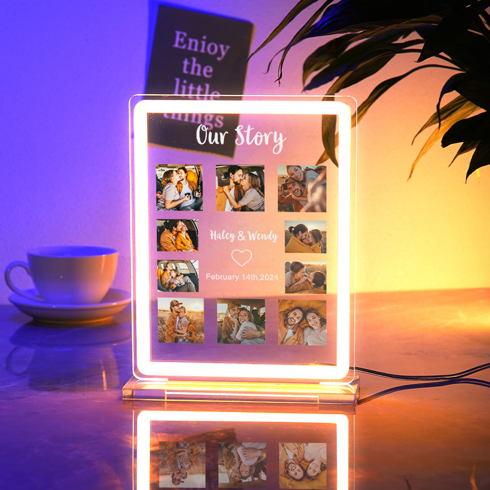 Multiple Picture Customization Colored Night Light Personalized Neon Light Up Sign Valentine's Day Gift