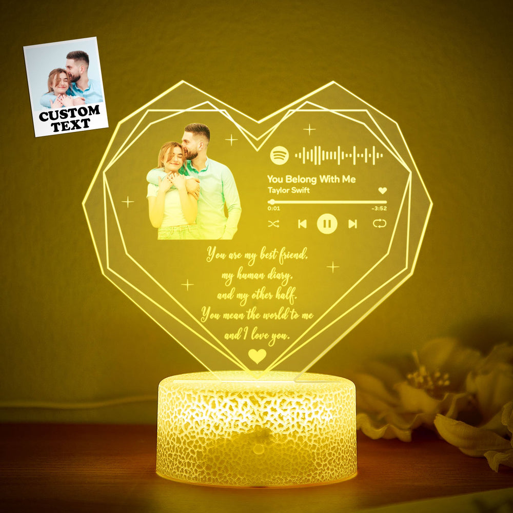 Custom Photo LED Night Light Personalized Spotify Music and Text Lamp Room Decorative Gifts for Couple
