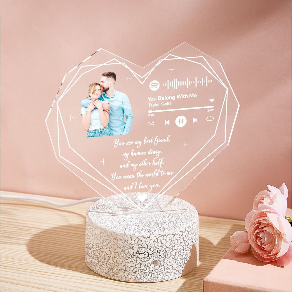 Custom Photo LED Night Light Personalized Spotify Music and Text Lamp Room Decorative Gifts for Couple